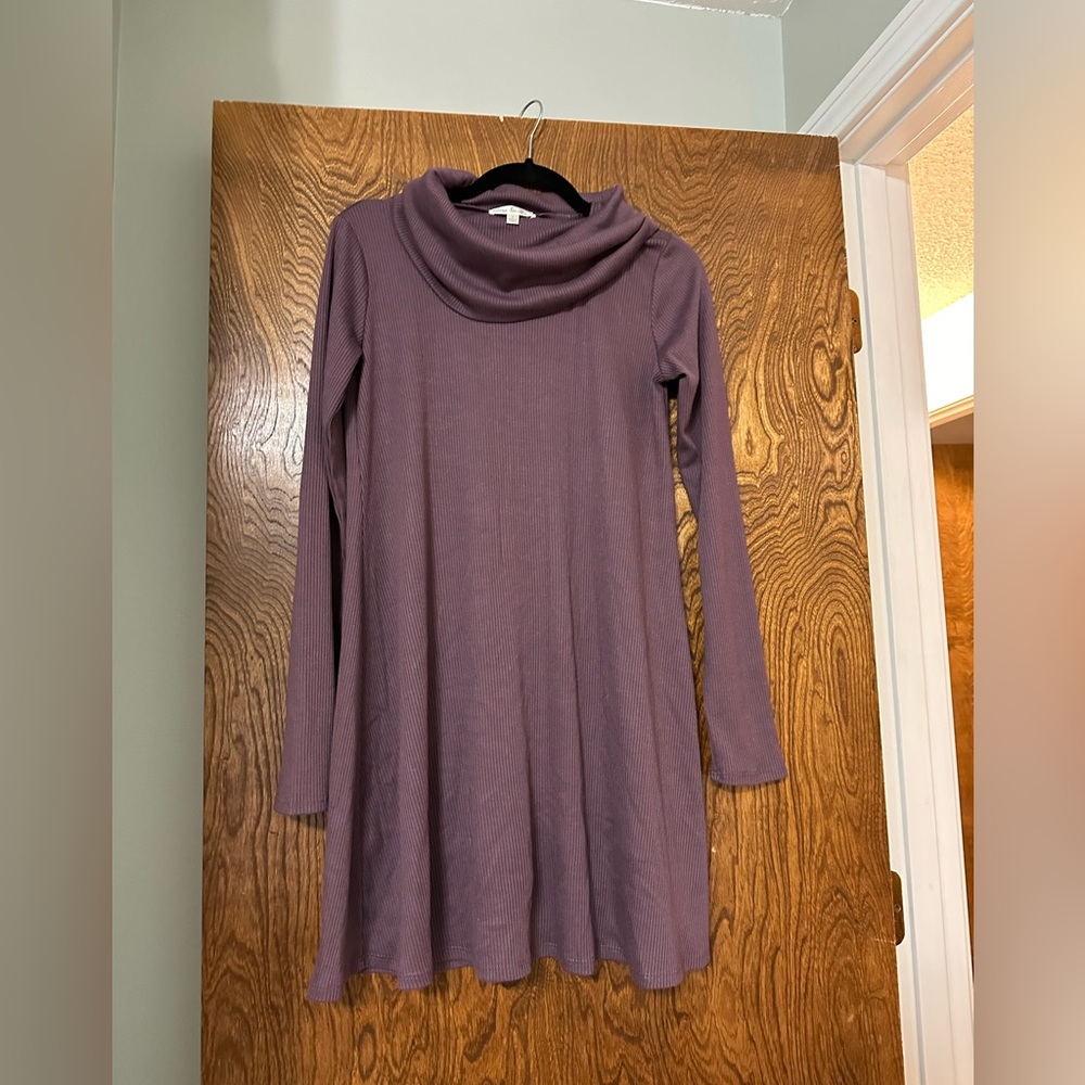 Nine Britton Lilac Ribbed Cowl Neck Dress